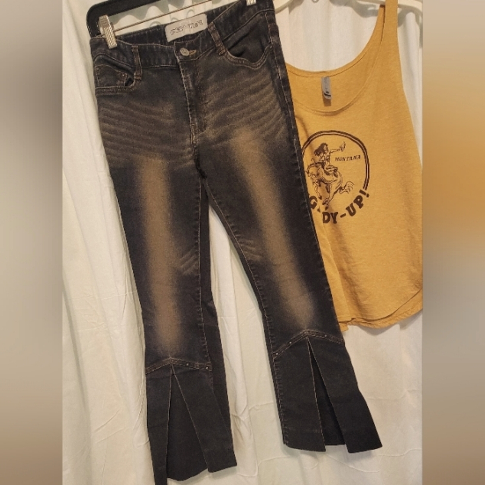 Bell Flare Jeans Pewter LOVE Jeans 28" X 27"